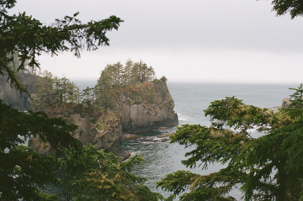 Sea stack cliff along coastline